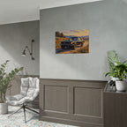 Vintage Mustang Sonnenuntergang Wandbild – Klassisches Muscle-Car – Poster 