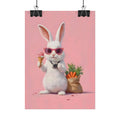 Pink Cute Bunny Poster – Pink Ice Cream Rabbit Wall Art