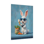 Blue Bunny Canvas Print — Cute Rabbit with Sunglasses & Ice Cream Matte Wall Art