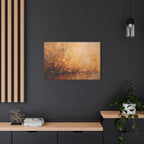 Abstracte muurdecoratie met gouden weidemotief - opgespannen canvas 