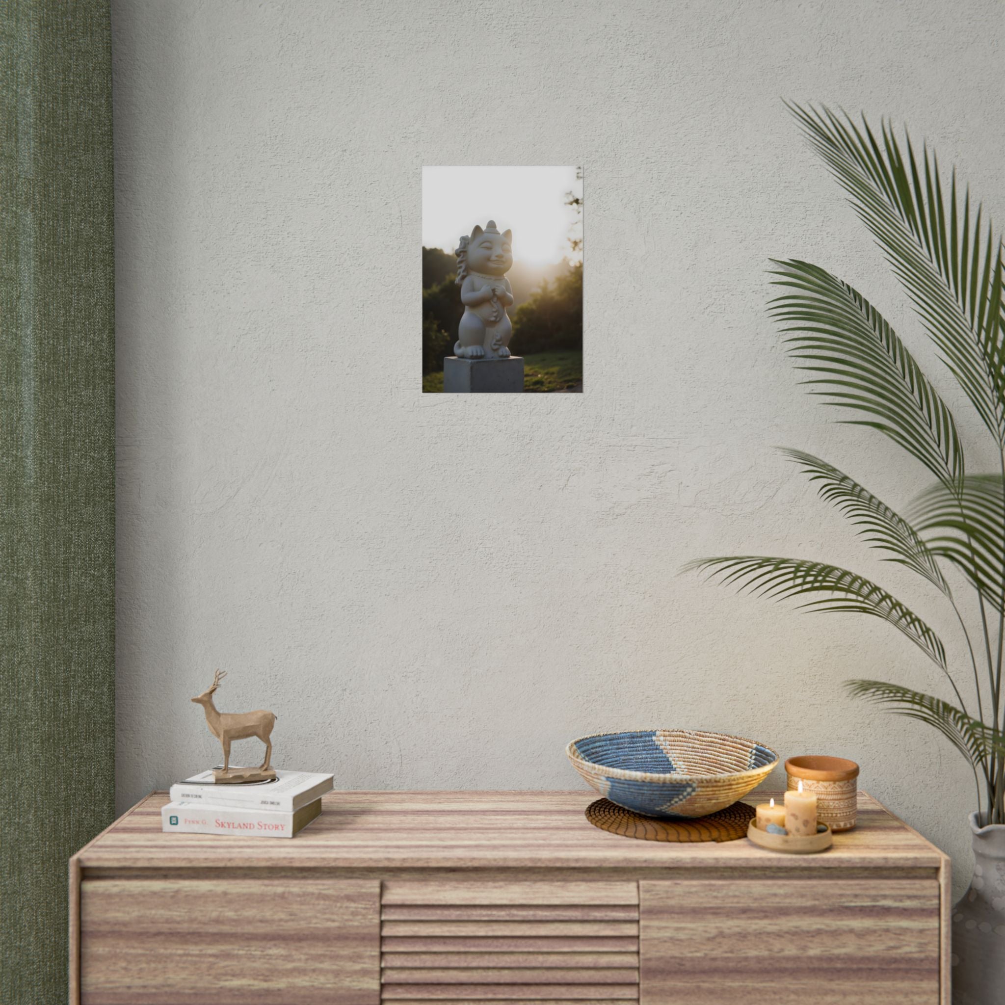 Zonovergoten gelukskat muurdecoratie - Poster 