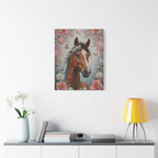 Floral Horse Portrait Canvas — Matte Stretched Wall Art
