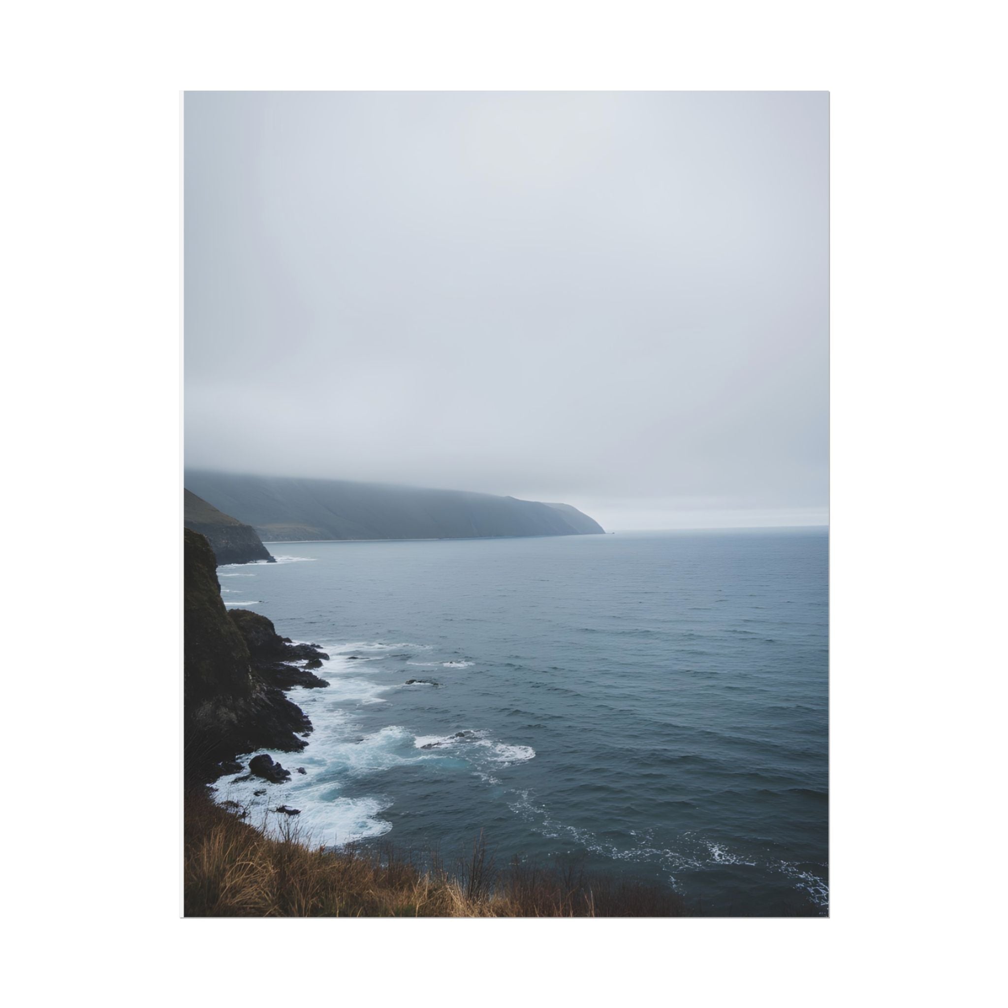 Foggy Coastal Cliff Wall Art  - Poster