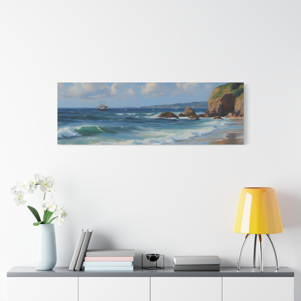 Seaside Beach Canvas Print — Coastal Landscape Matte Stretched Wall Art