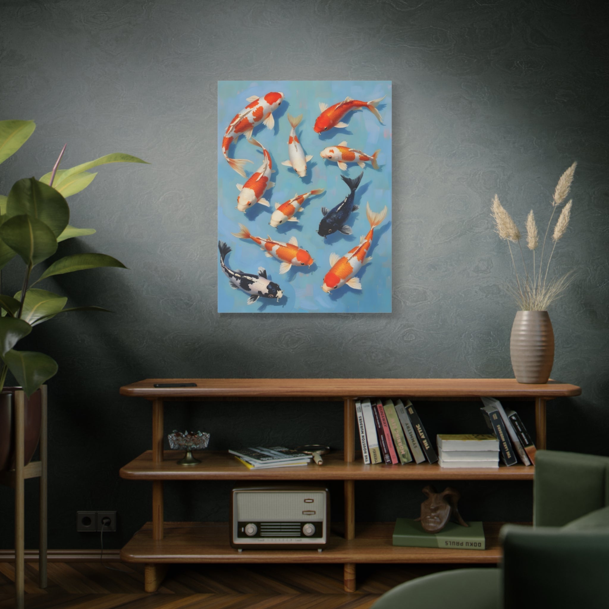 Koi Pond Canvas Art - Stretched Matte Fish Wall Decor