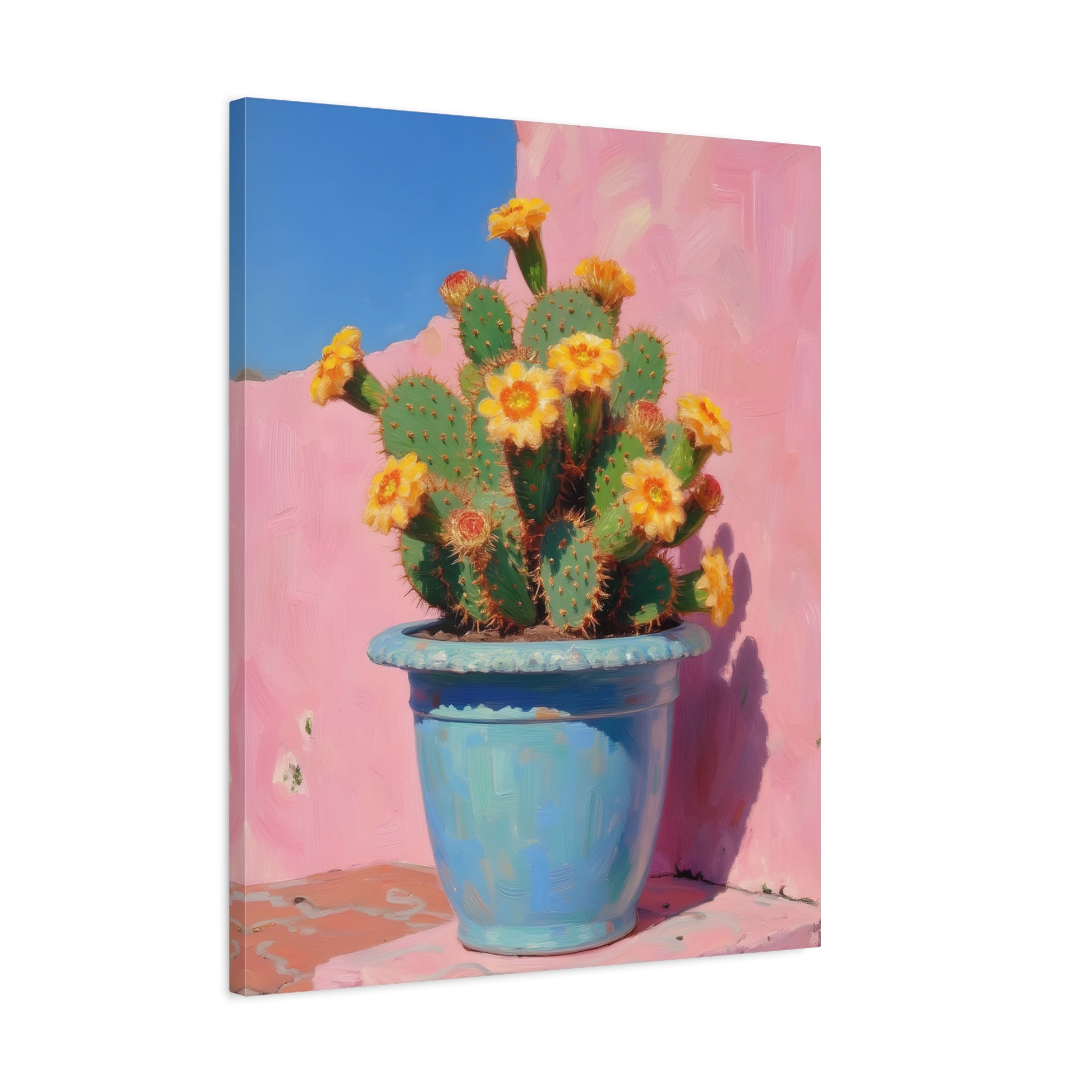 Cactus Roze Muurdecoratie - Gespannen Canvas 
