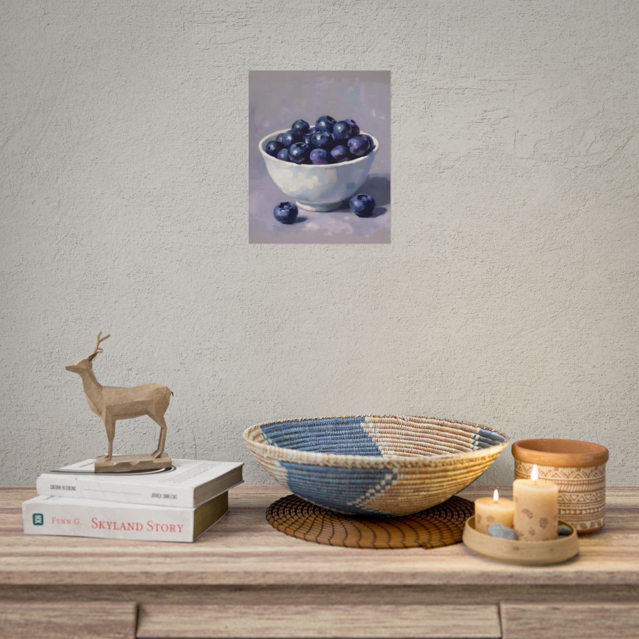 Blueberries Bowl Poster — Still Life Fruit Art Print (Rolled Poster)