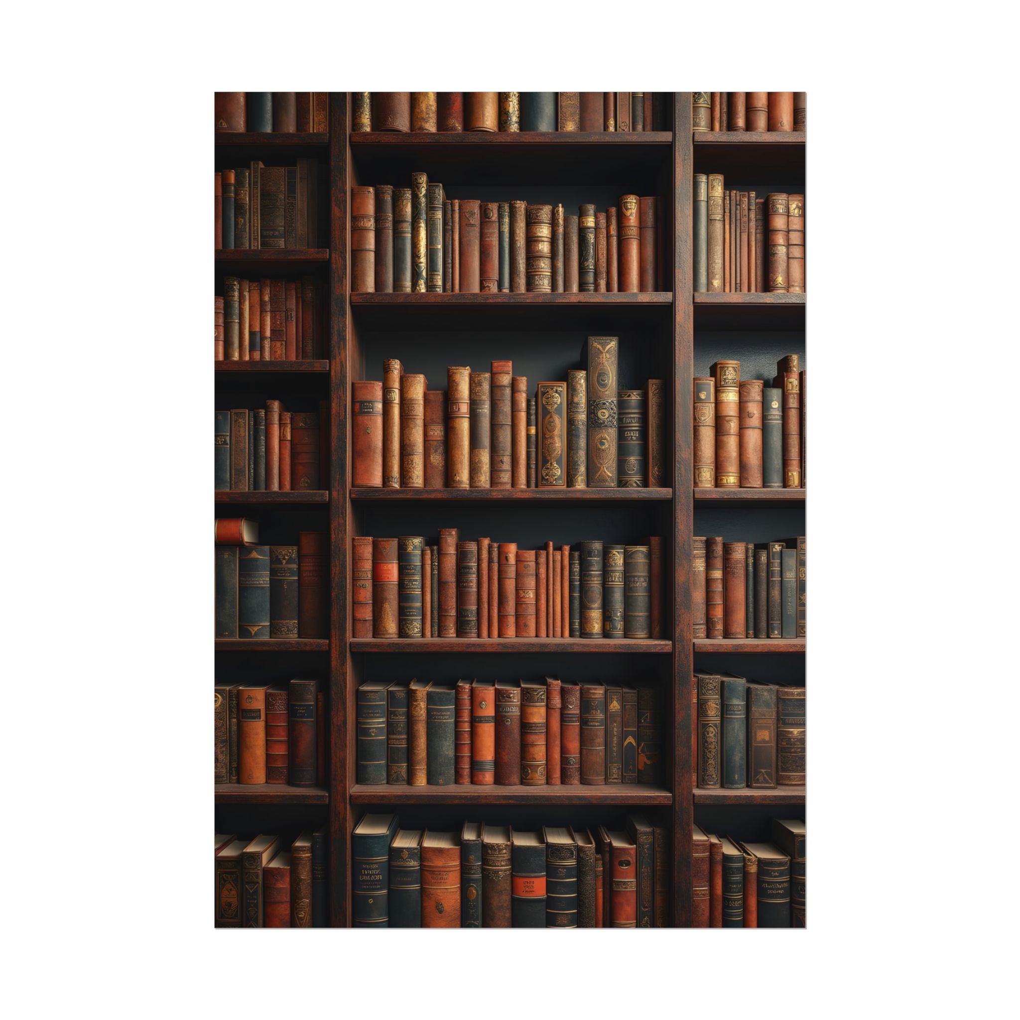 Vintage Library Bookshelf Rolled Poster - Antique Bookshop Wall Art