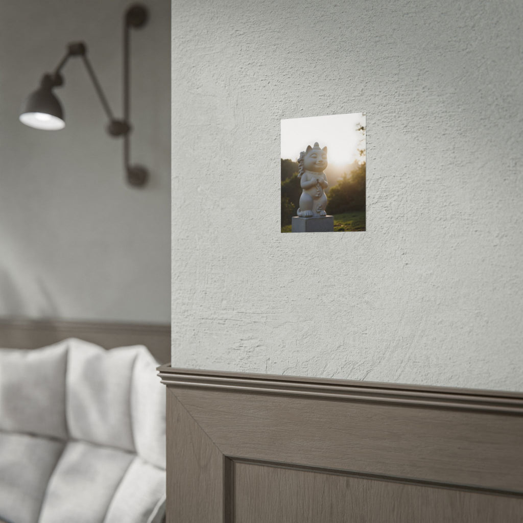 Zonovergoten gelukskat muurdecoratie - Poster 