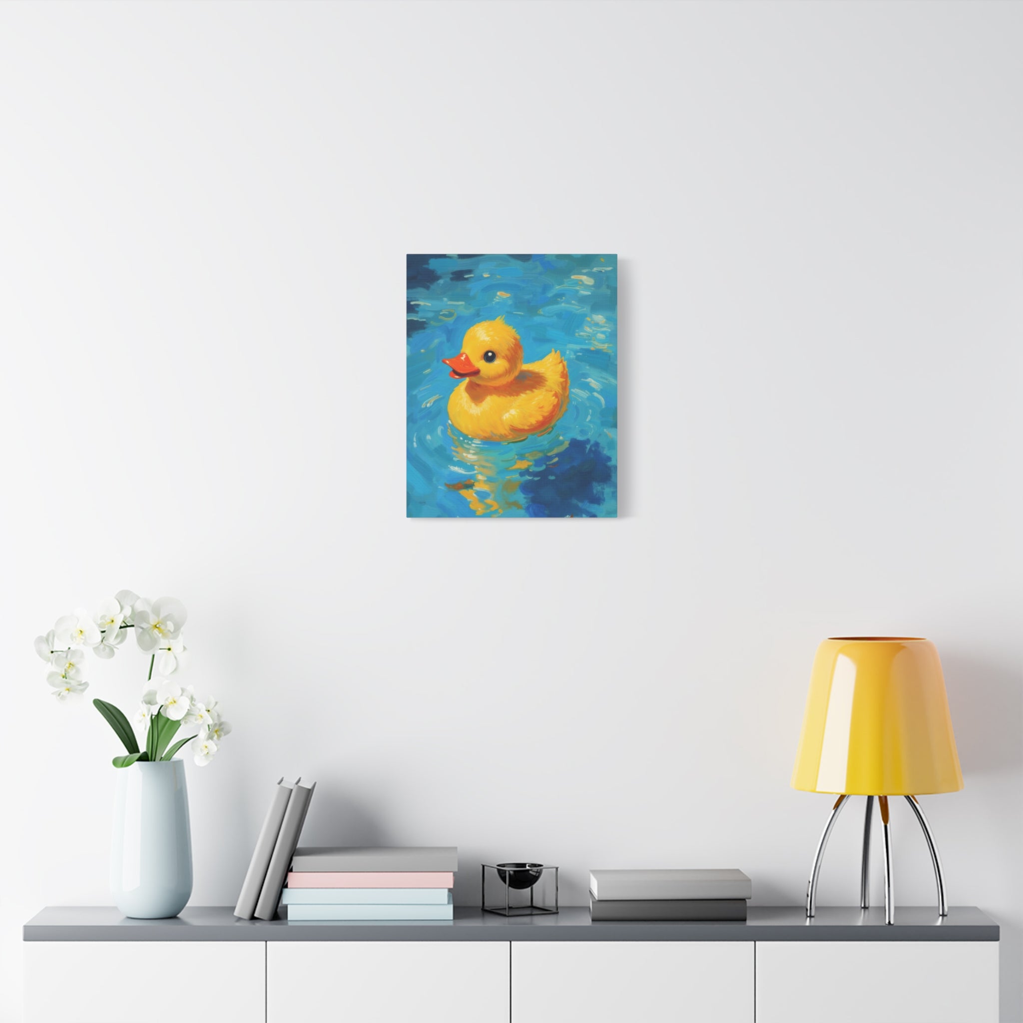 Rubber Duck Painting Canvas — Bright Yellow Nursery Wall Art