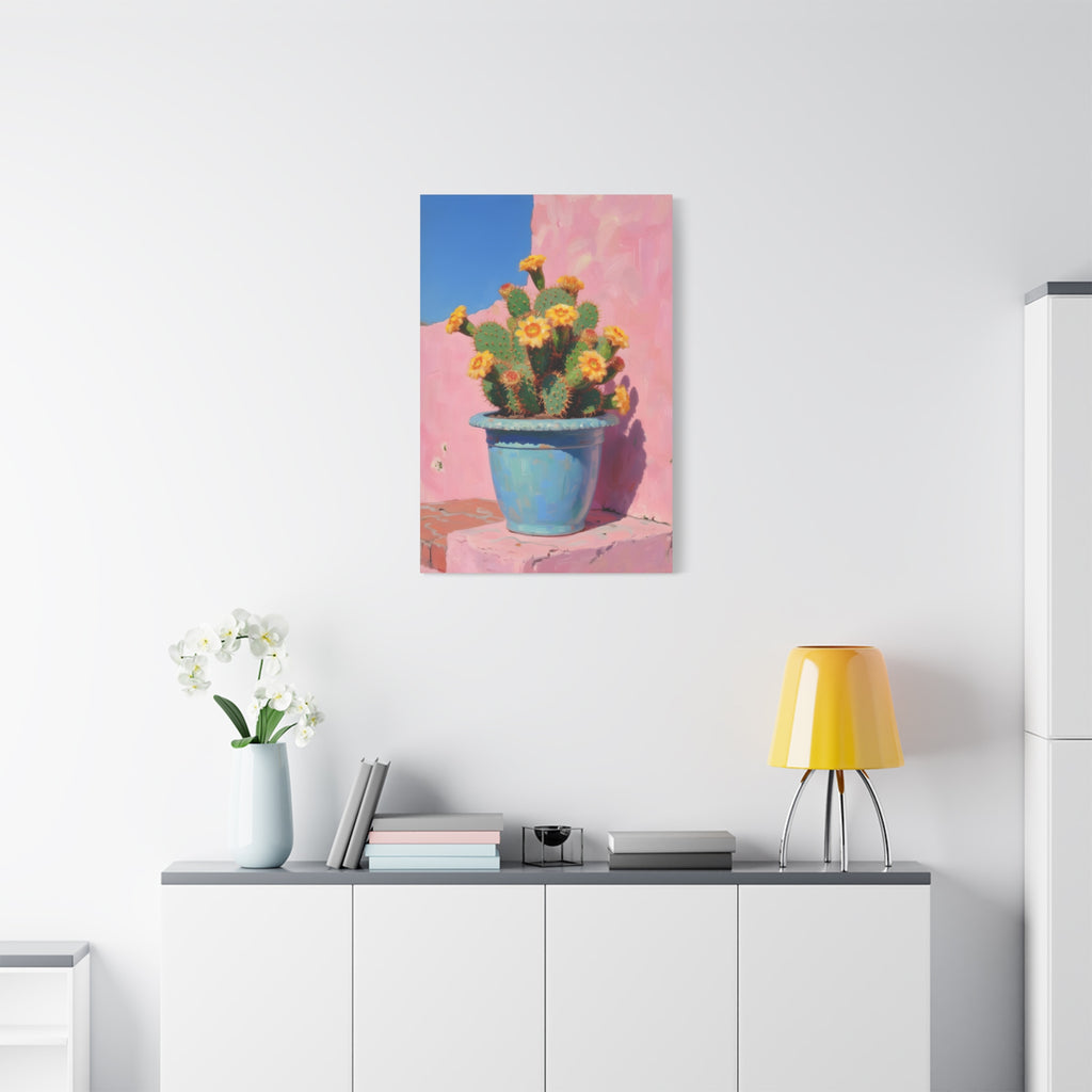 Cactus Roze Muurdecoratie - Gespannen Canvas 
