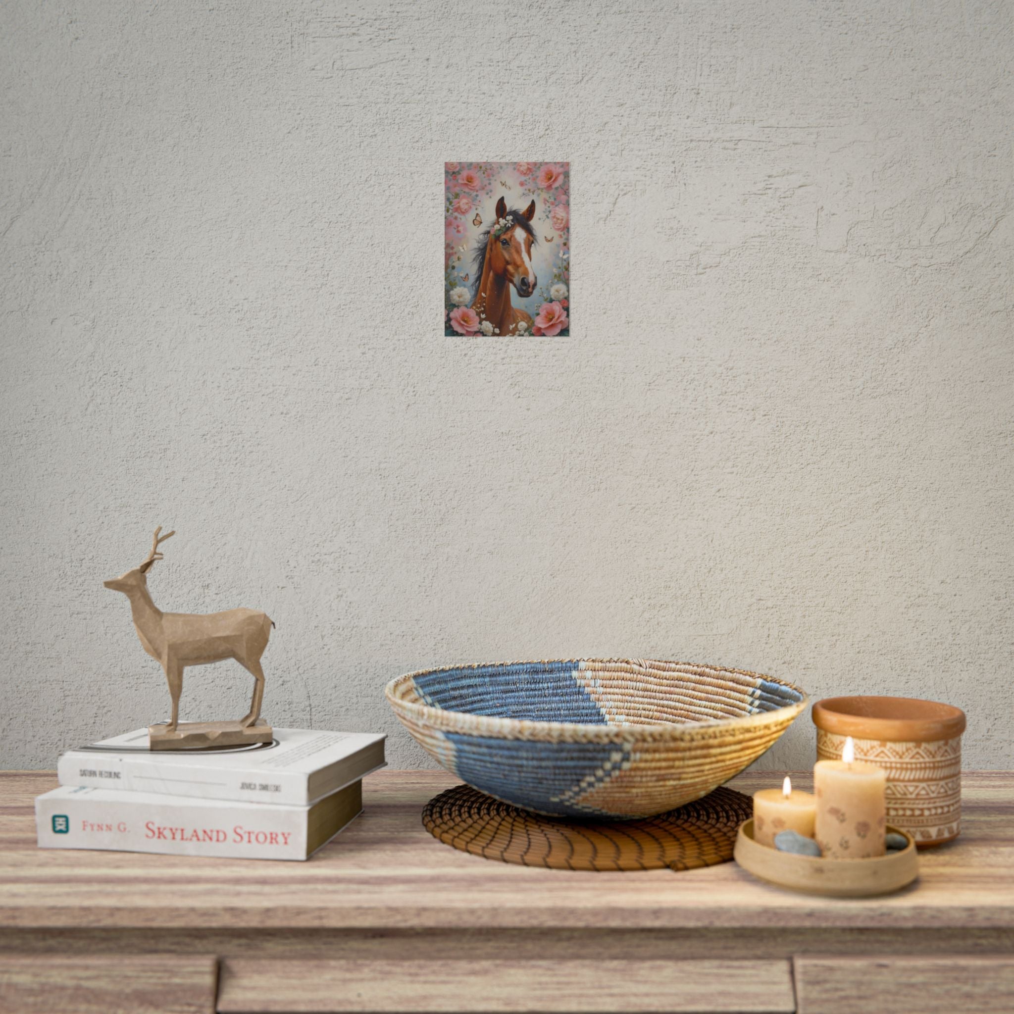 Horse Floral Poster - Vintage Foal Portrait Rolled Art Print