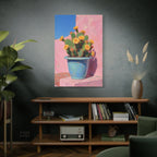 Cactus Roze Muurdecoratie - Gespannen Canvas 