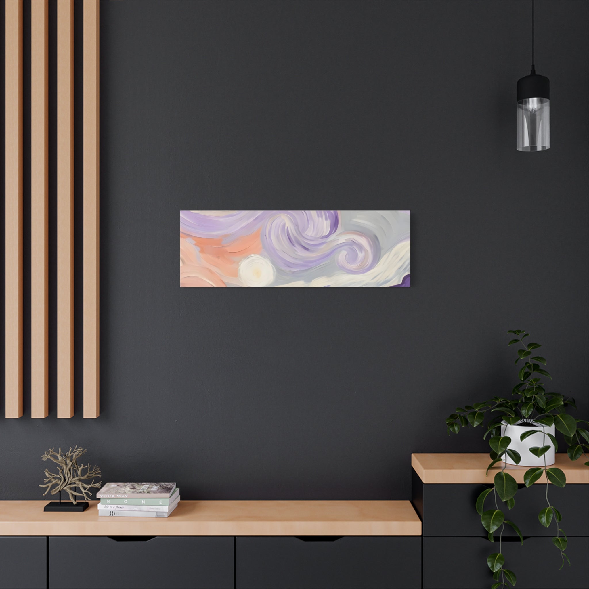 Abstract Swirl Canvas Art – Lavender & Peach Matte Stretched Canvas