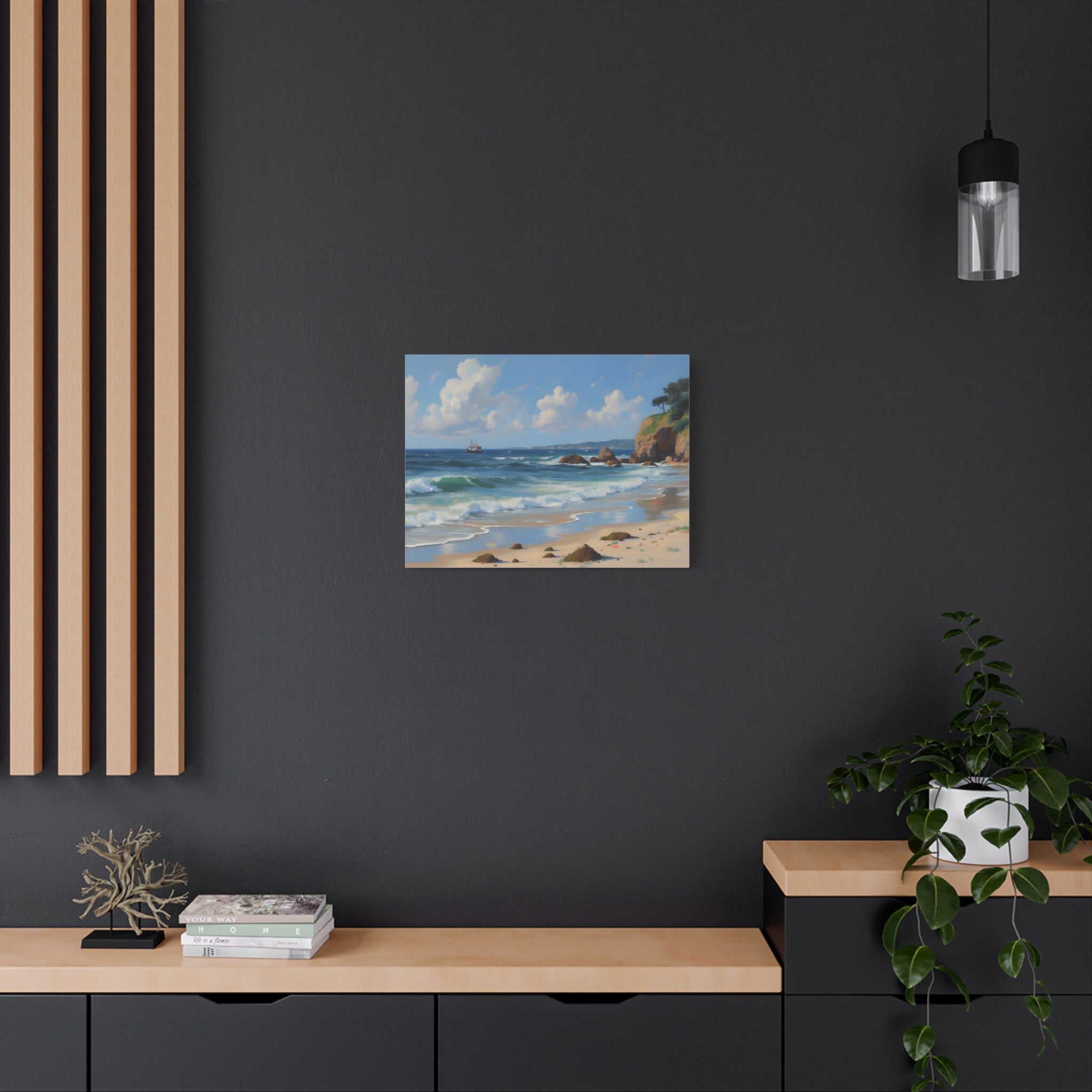 Seaside Beach Canvas Print — Coastal Landscape Matte Stretched Wall Art