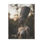 Bronzen standbeeld van Nefertiti als wanddecoratie - Egyptische beeldhouwkunst - Fotografie - Koningin van Egypte - Opgespannen canvas 
