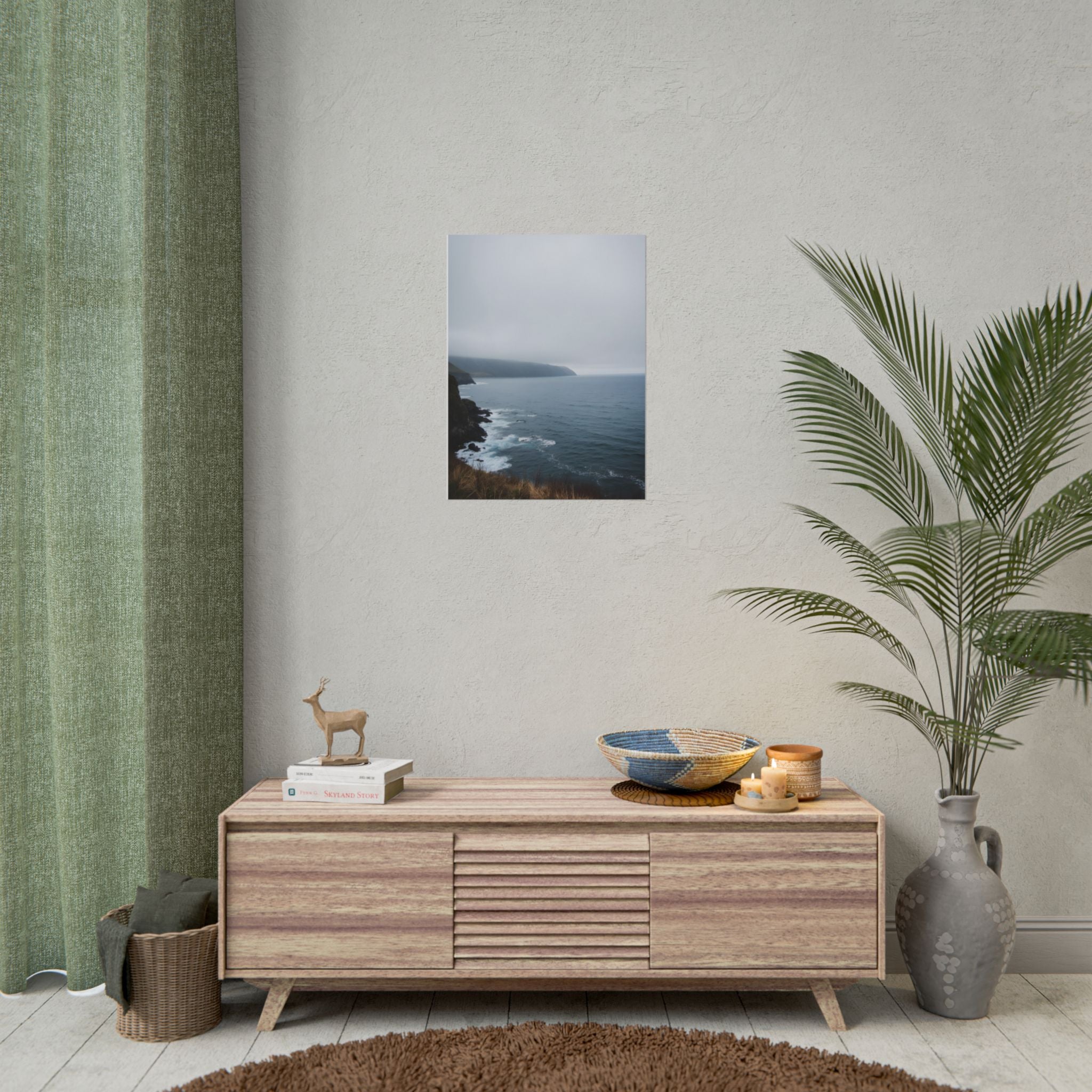Foggy Coastal Cliff Wall Art  - Poster