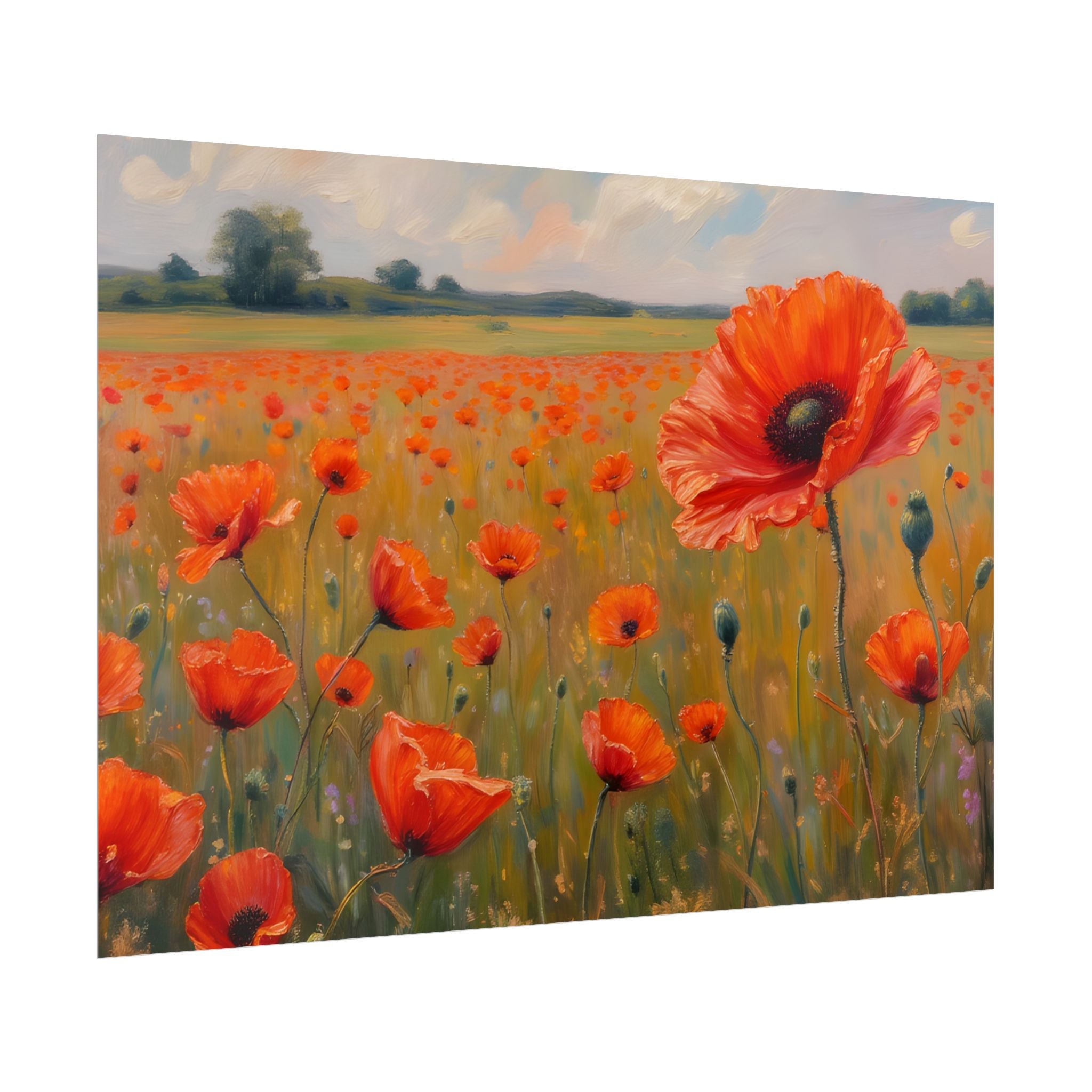 Poppy Field Art Poster - Rolled Floral Wall Print for Home & Office