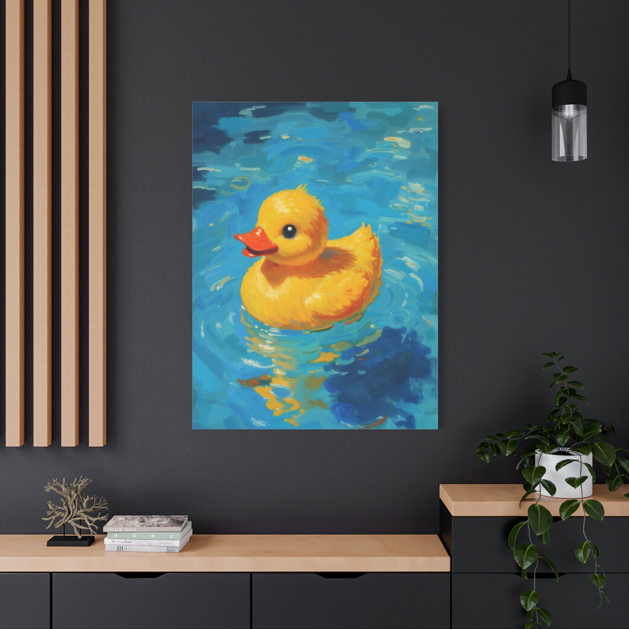 Rubber Duck Painting Canvas — Bright Yellow Nursery Wall Art