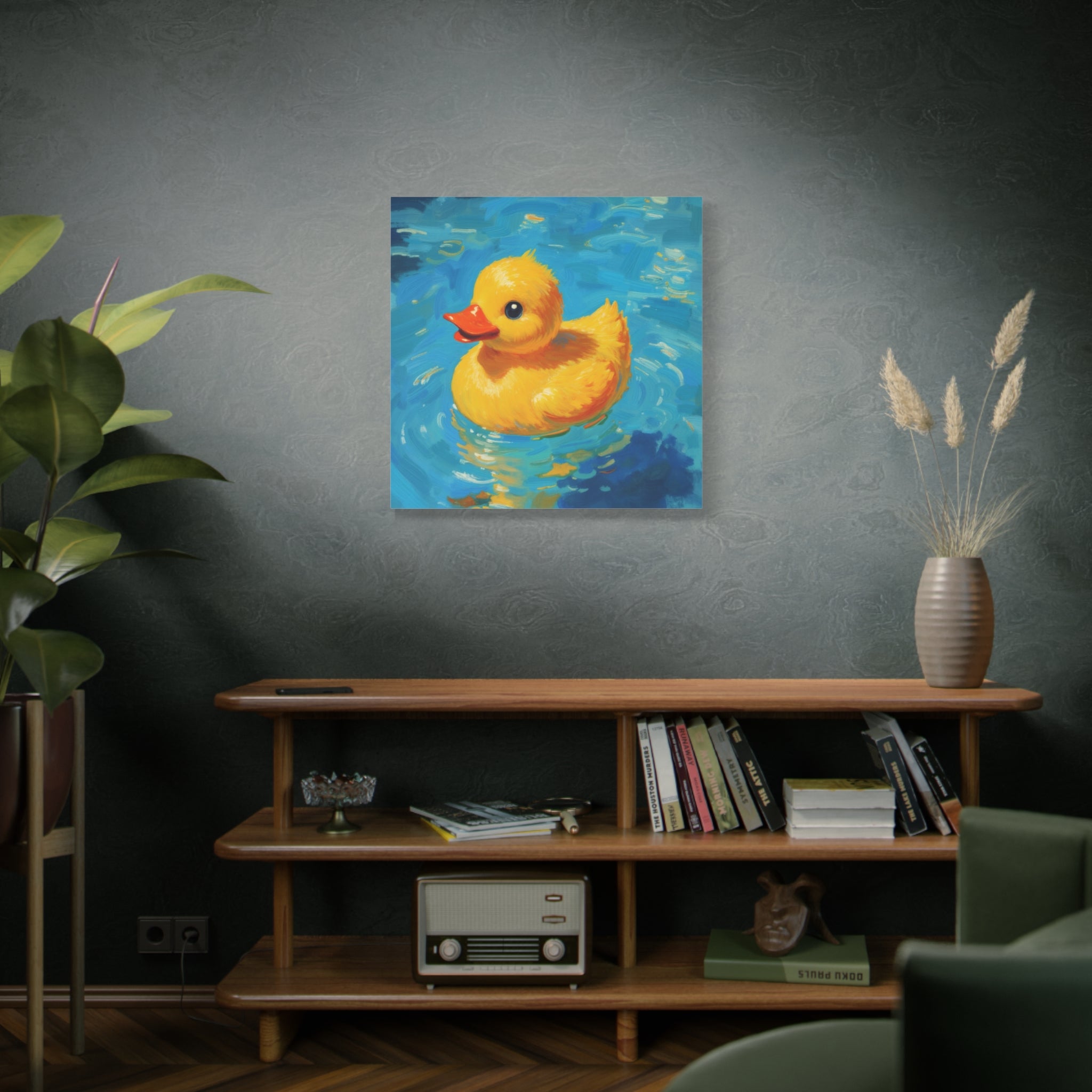 Rubber Duck Painting Canvas — Bright Yellow Nursery Wall Art