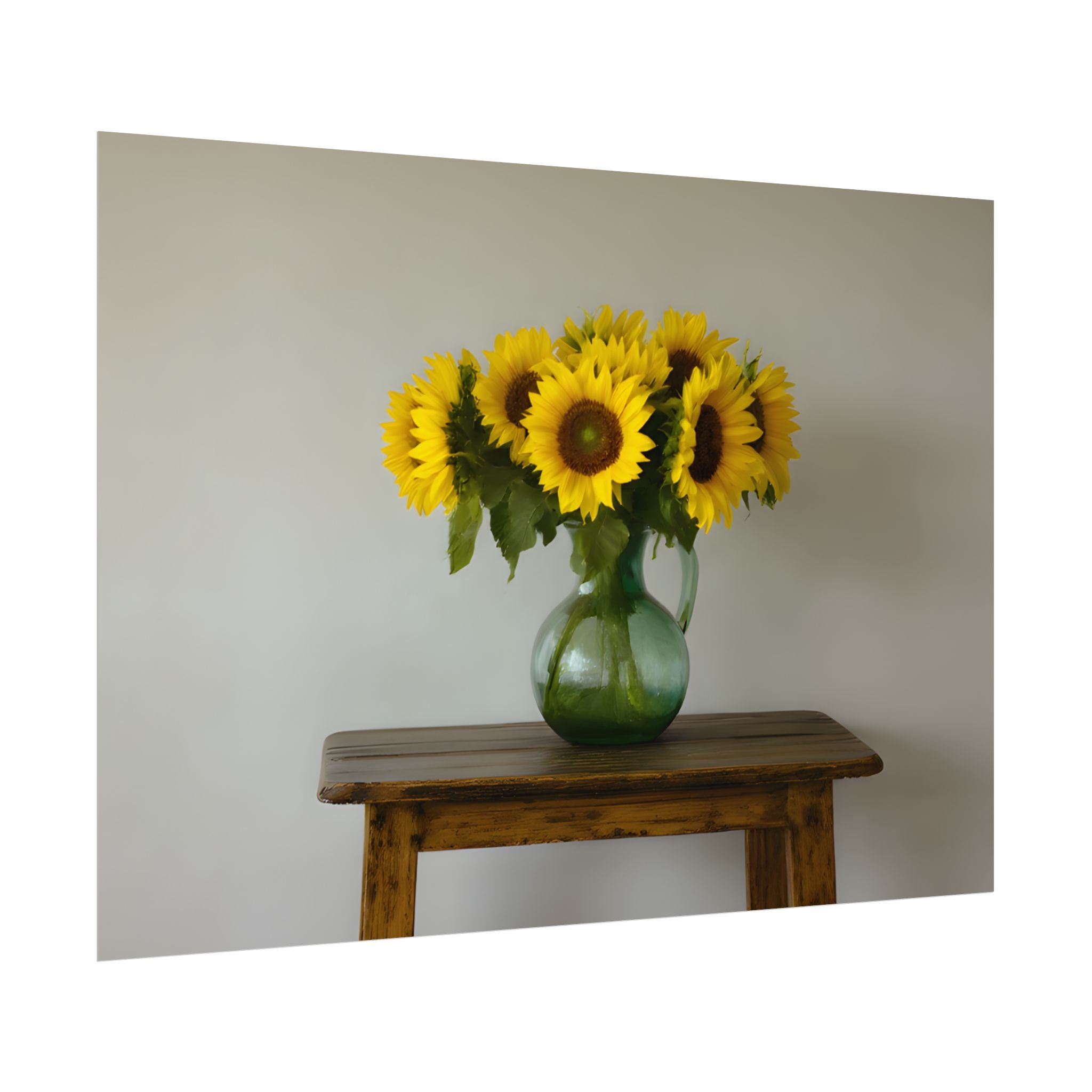 Sunflowers in Green Pitcher Wall Art - Poster