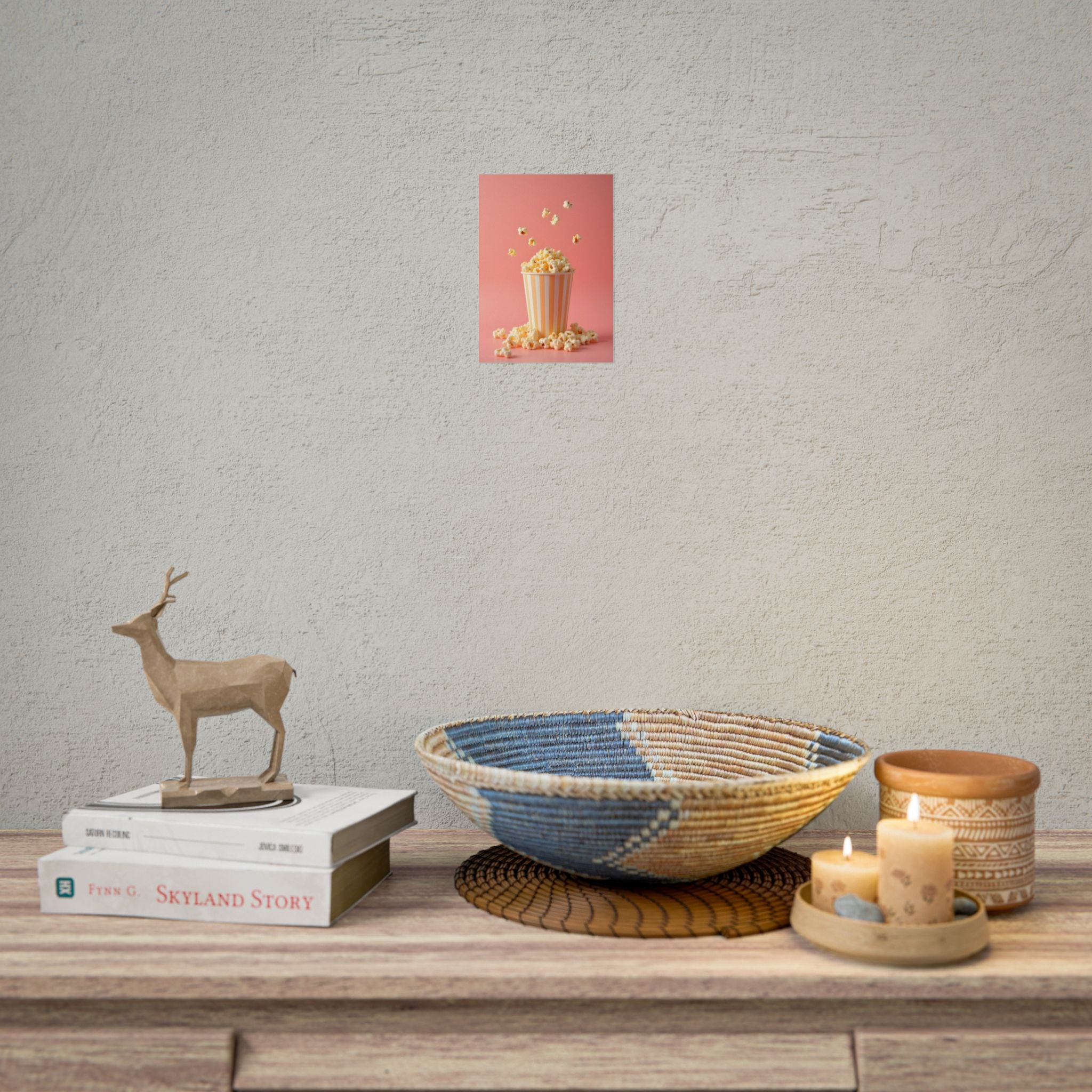 Popcorn with a pink background - Poster