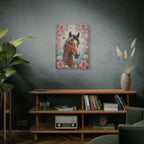 Floral Horse Portrait Canvas — Matte Stretched Wall Art