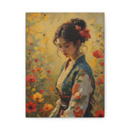 Asiatische Blumen-Dame, matte Leinwand-Wandkunst