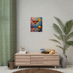 Buntes Martiniglas mit Zitrone und Olive – Wandbild/Poster 