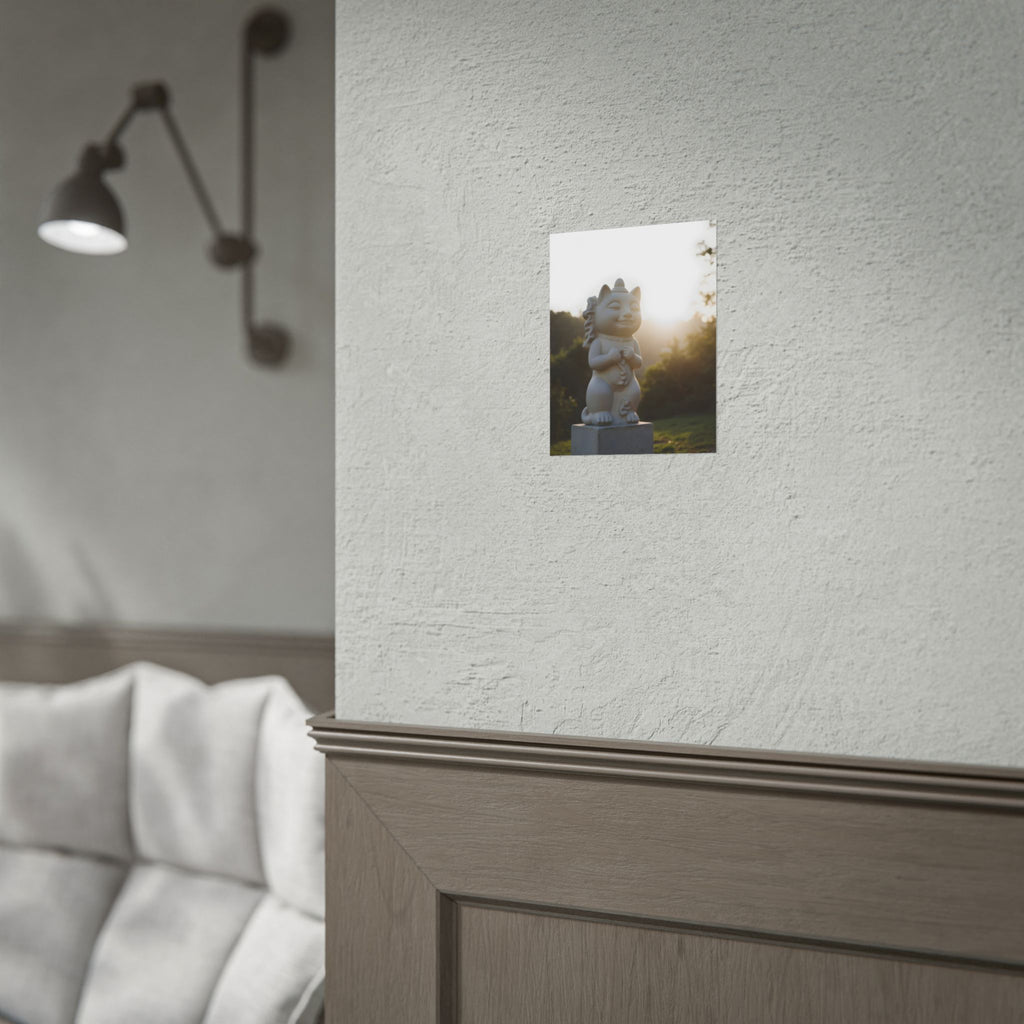 Zonovergoten gelukskat muurdecoratie - Poster 