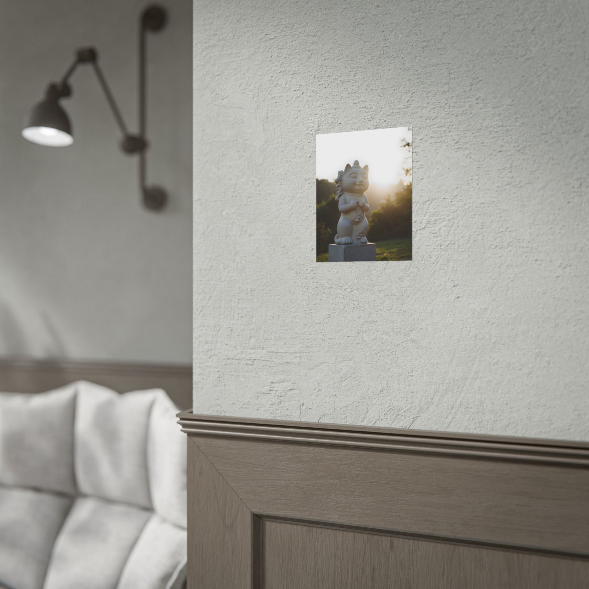 Zonovergoten gelukskat muurdecoratie - Poster 