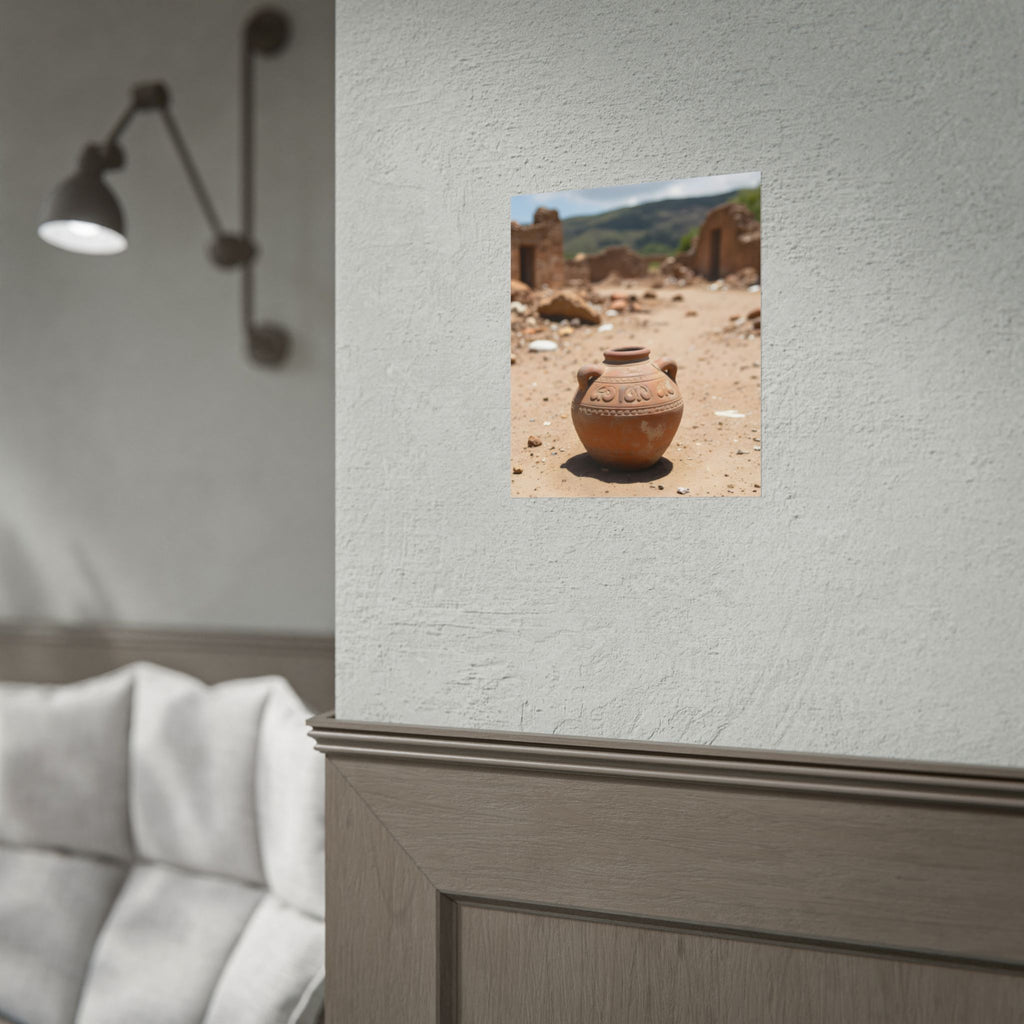 Rustieke terracotta bloempotwoestijnposter - opgerolde fotoafdruk