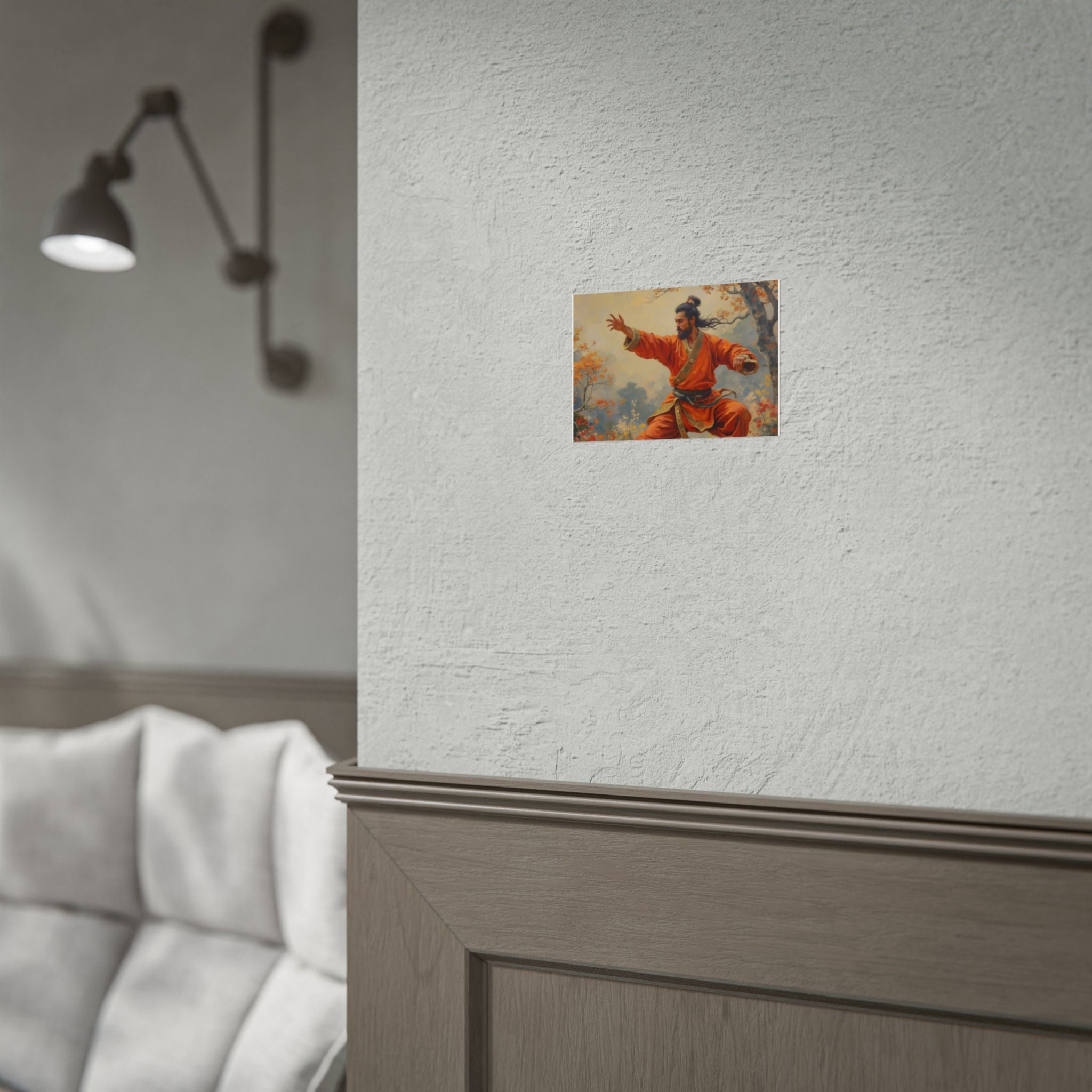 Martial Artist Art Poster - Warrior in Orange Traditional Kung Fu Wall Art