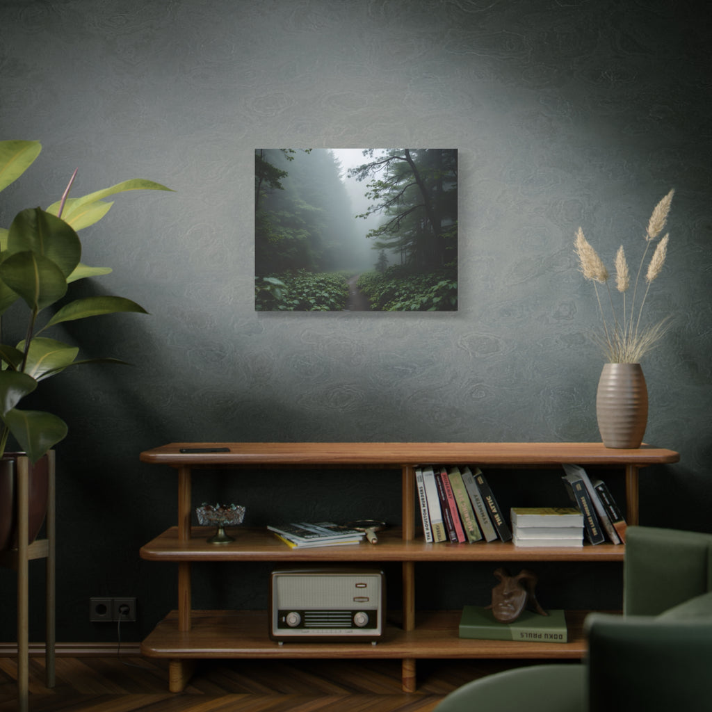 Misty Forest Path  Stretched Wall Art - Canvas Print