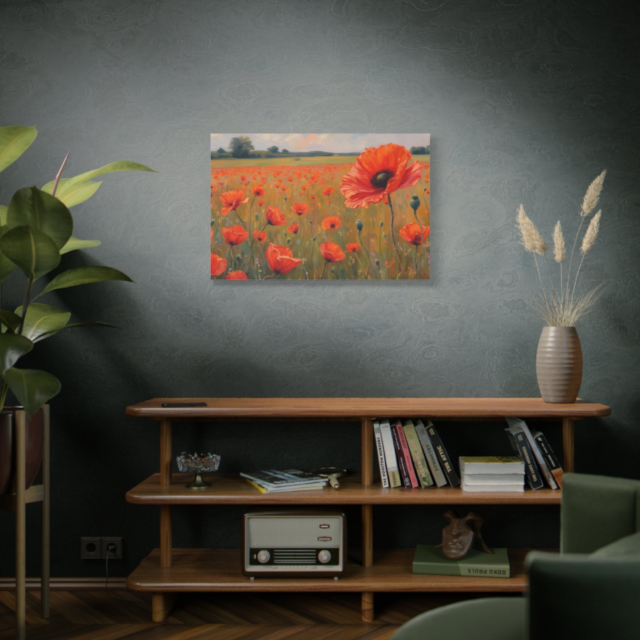 Poppy Field Canvas Wall Art — Matte Stretched Floral Painting