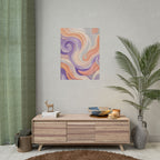 Abstract Swirl Poster - Peach & Lavender Fluid Art Rolled Wall Print