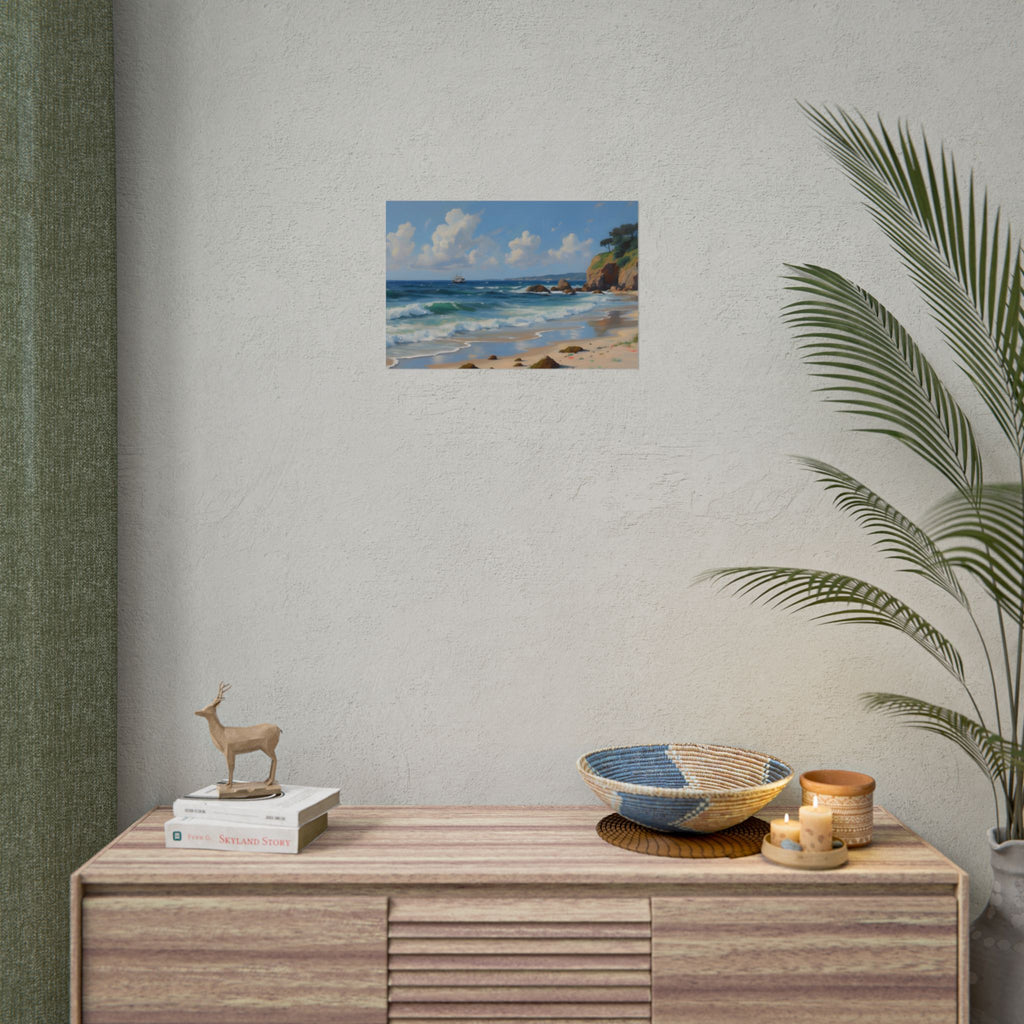 Coastal Seascape Poster - Rolled Beach Print, Ocean Waves Wall Art