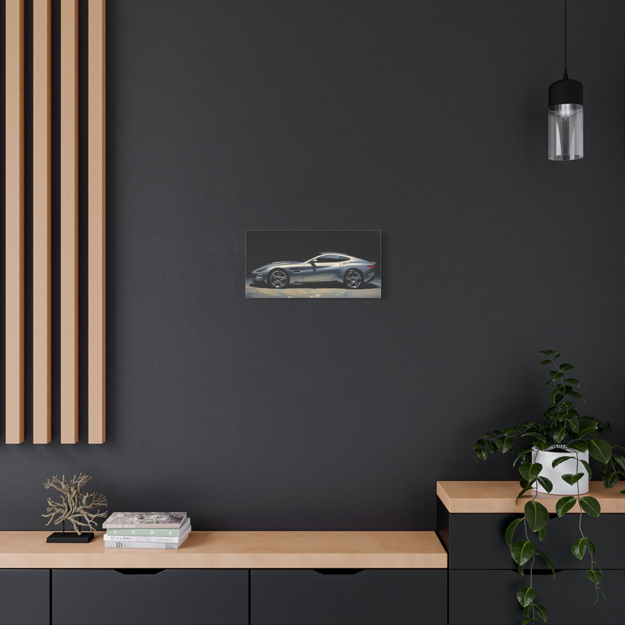 Silver Sports Car Matte Canvas Print — Modern Automotive Wall Art