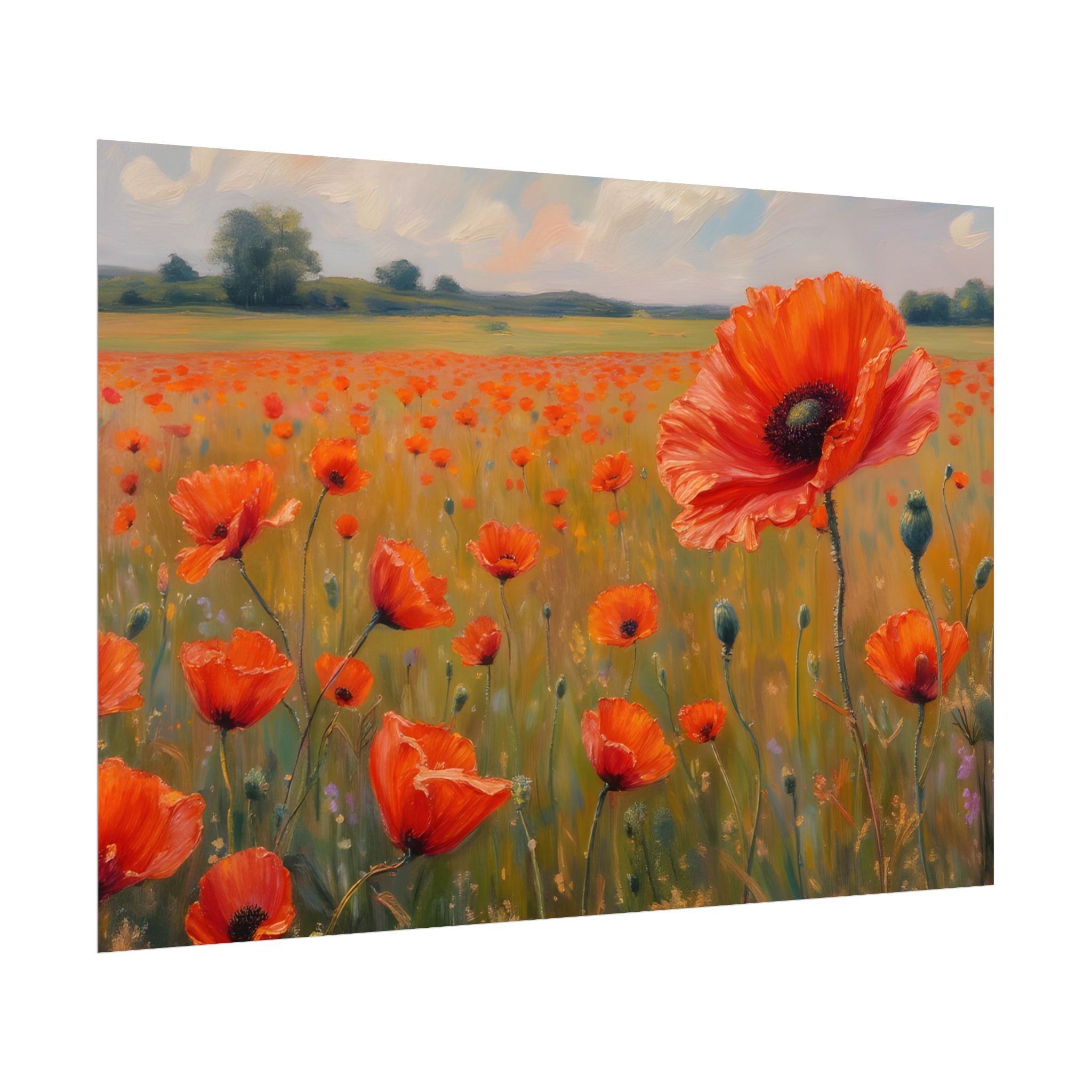 Poppy Field Art Poster - Rolled Floral Wall Print for Home & Office