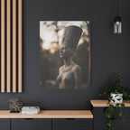 Bronzen standbeeld van Nefertiti als wanddecoratie - Egyptische beeldhouwkunst - Fotografie - Koningin van Egypte - Opgespannen canvas 