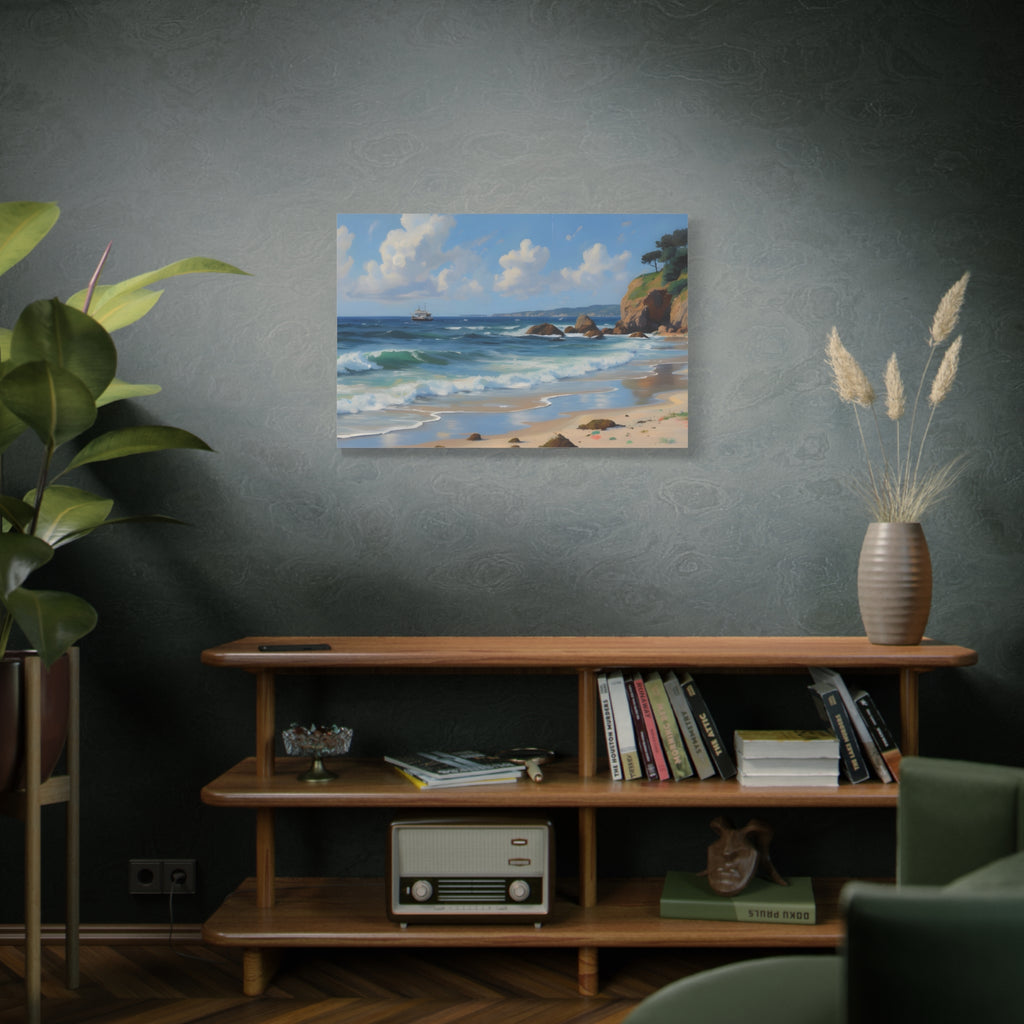 Seaside Beach Canvas Print — Coastal Landscape Matte Stretched Wall Art