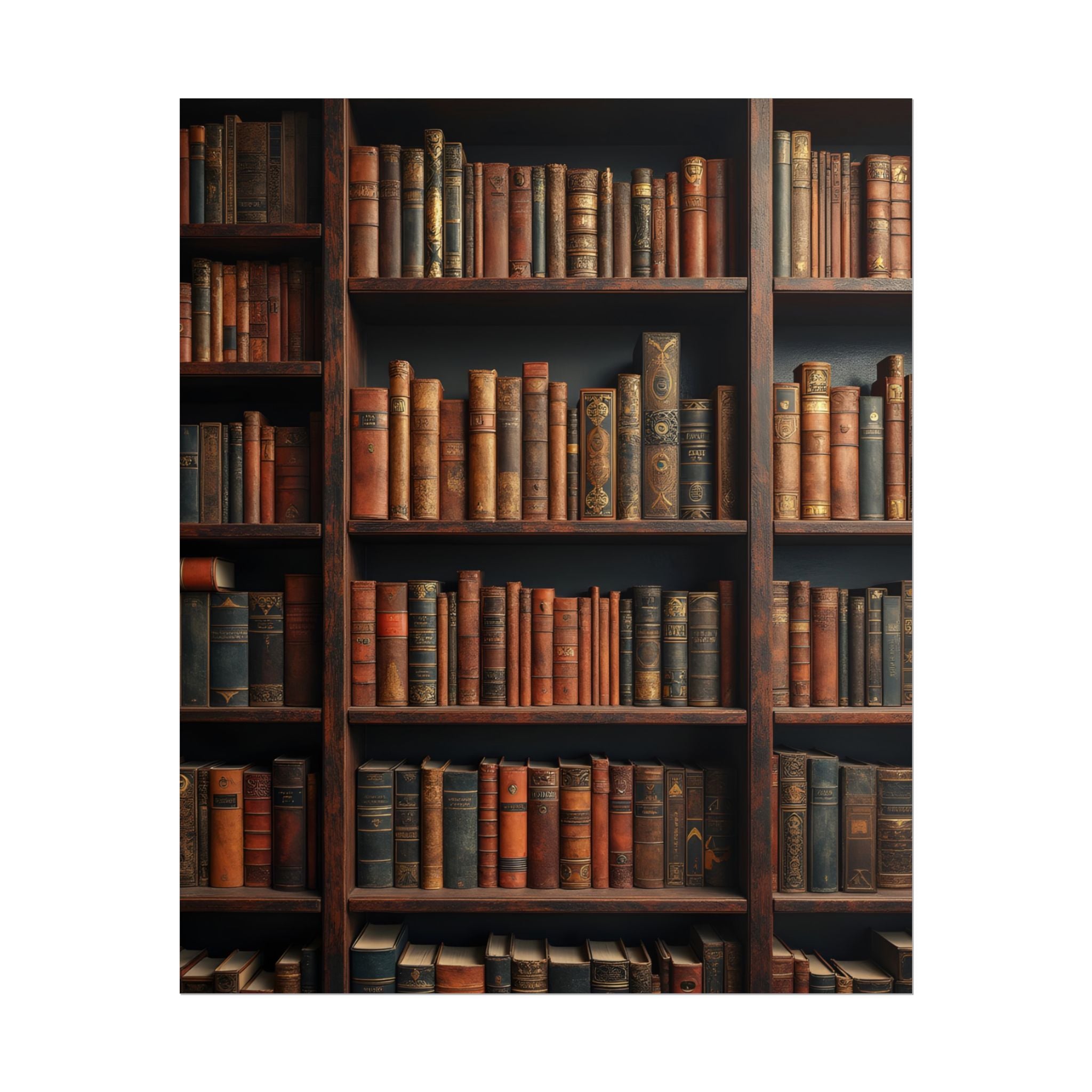 Vintage Library Bookshelf Rolled Poster - Antique Bookshop Wall Art