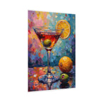 Buntes Martiniglas mit Zitrone und Olive – Wandbild/Poster 