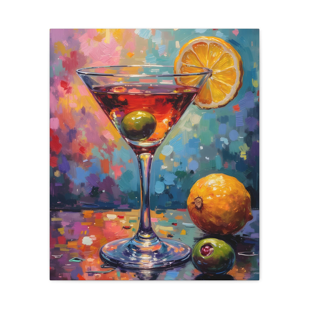 Kleurrijk martiniglas, matte canvas wanddecoratie - Gespannen canvas 