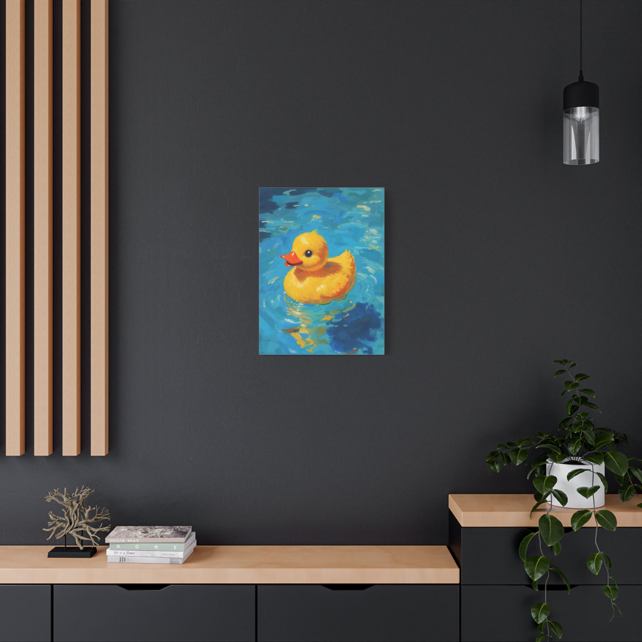 Rubber Duck Painting Canvas — Bright Yellow Nursery Wall Art