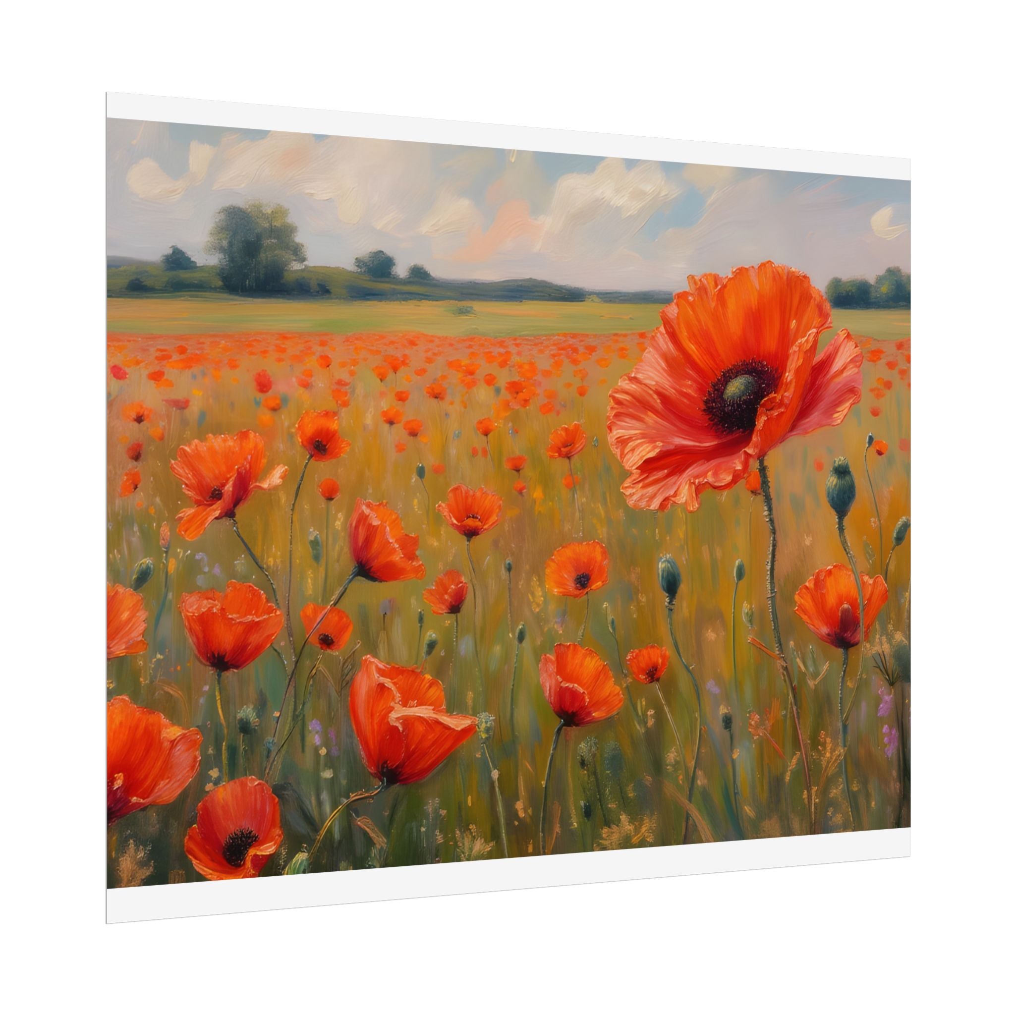 Poppy Field Art Poster - Rolled Floral Wall Print for Home & Office
