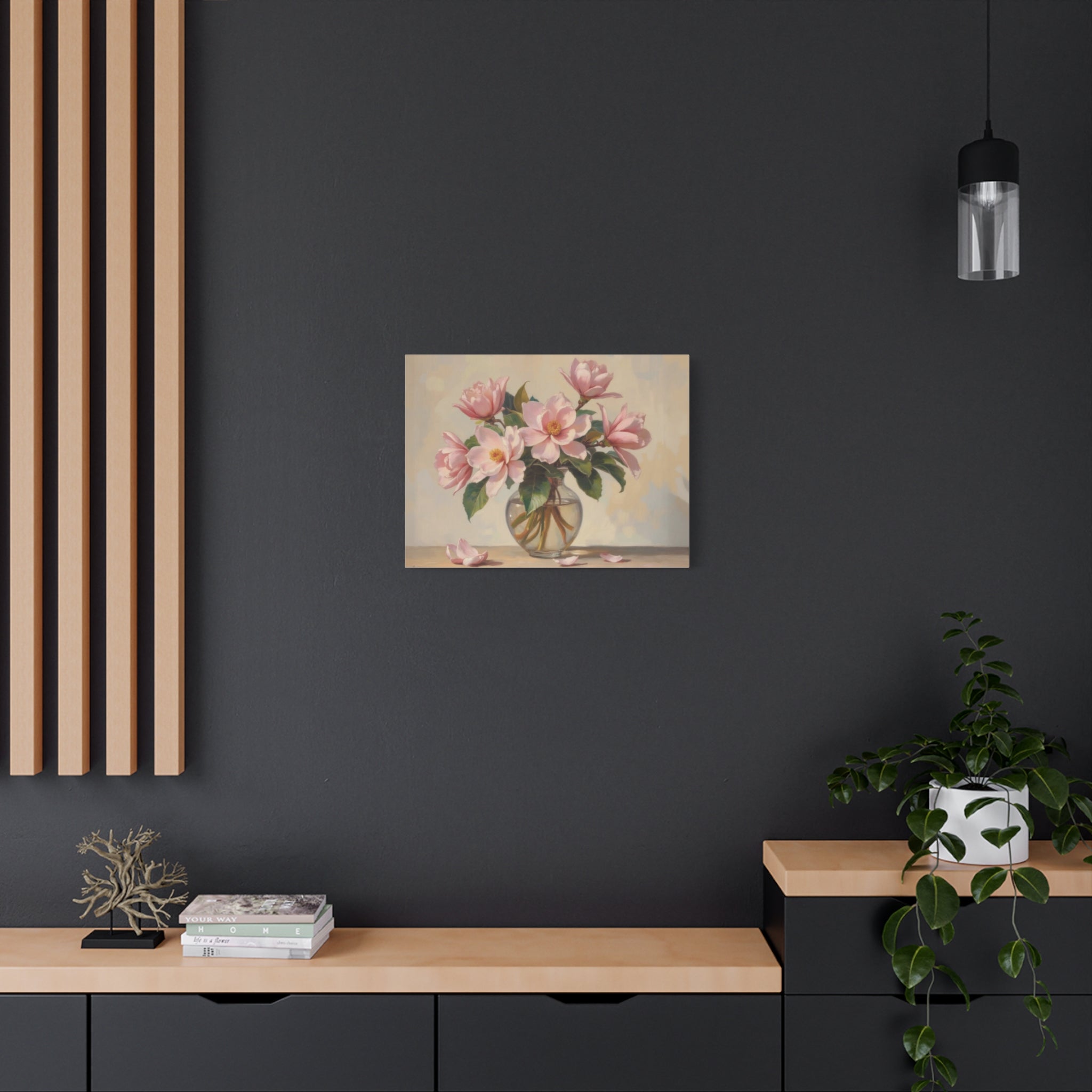 Pink Peonies Bouquet Canvas Wall Art - Stretched Matte Floral Print