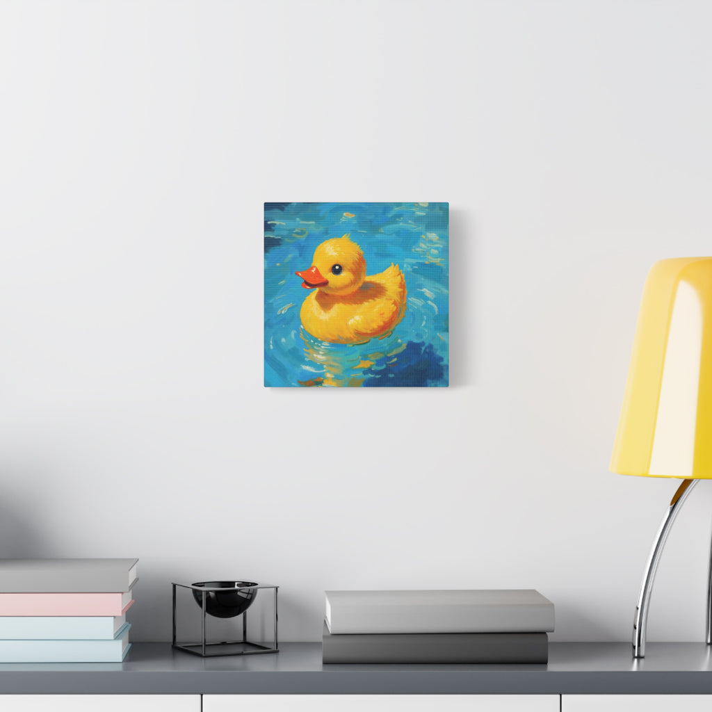 Rubber Duck Painting Canvas — Bright Yellow Nursery Wall Art