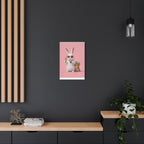 Pink Cute Bunny Canvas Wall Art — Cool Rabbit with Sunglasses, Ice Cream & Carrots (Matte Stretched)