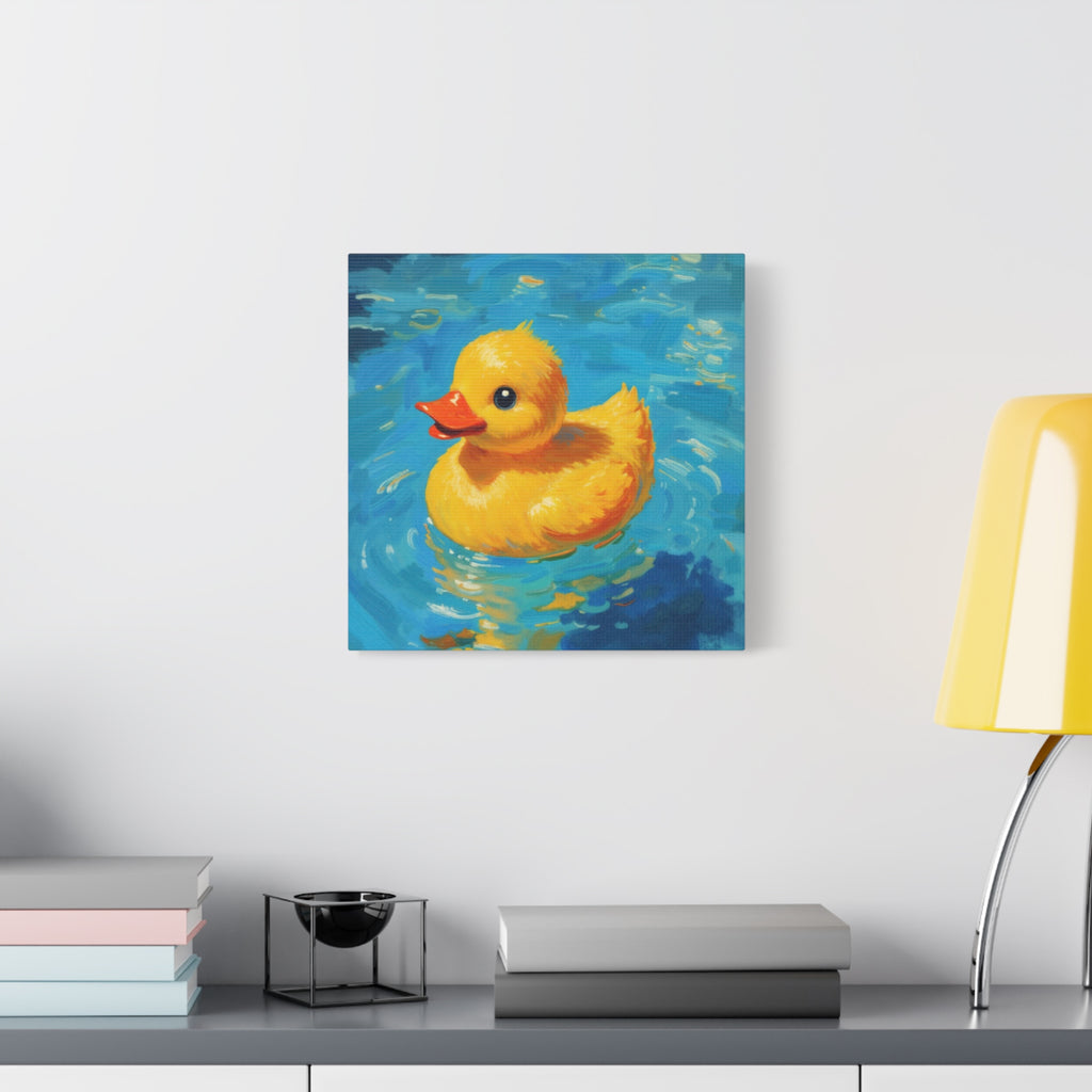 Rubber Duck Painting Canvas — Bright Yellow Nursery Wall Art